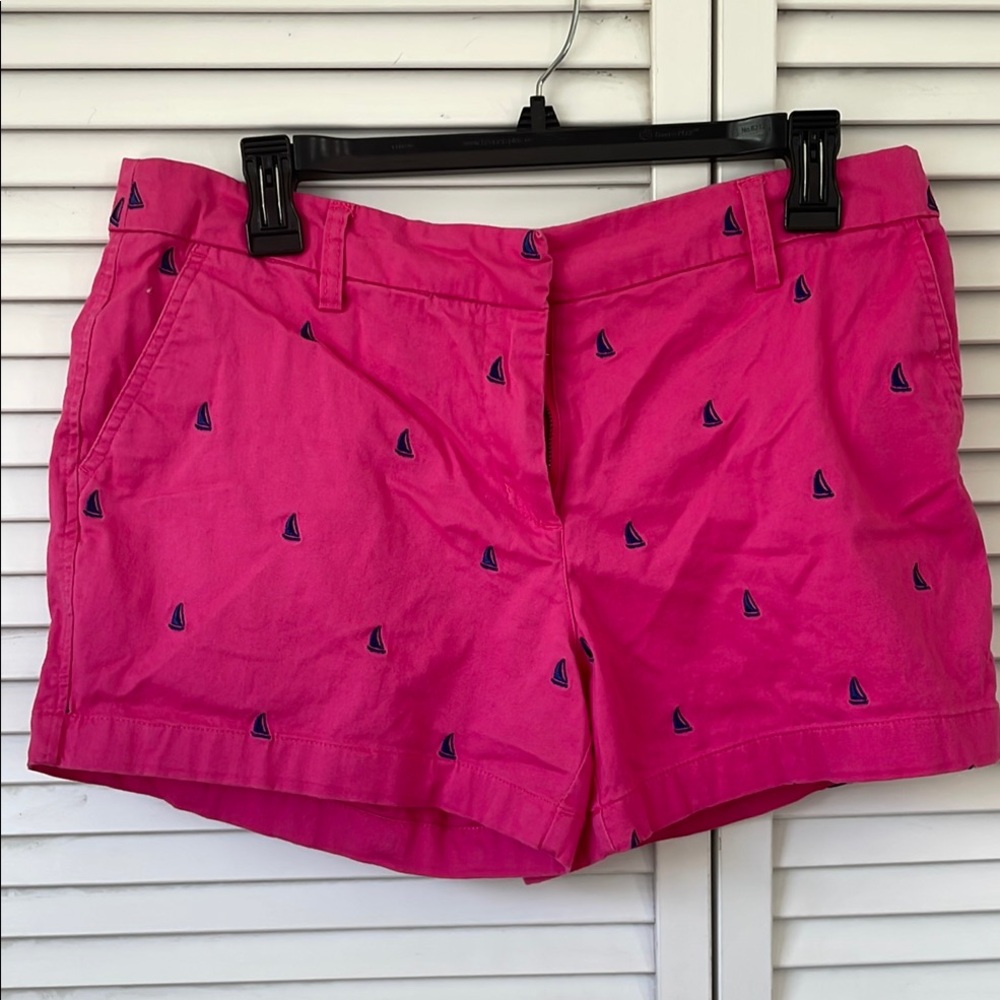 Cambridge Dry Goods Pink and Blue Bermuda Shorts Low-Rise Cuffed Hem